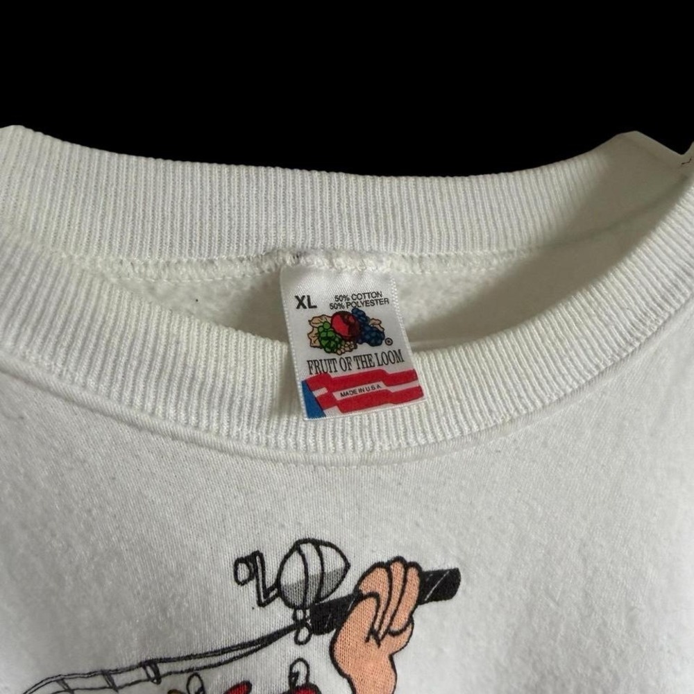 Sharky's 1989 Sweatshirt Sz XL Fishing Art‎ Funny Comic Raglan Sleeve White - Picture 7 of 8